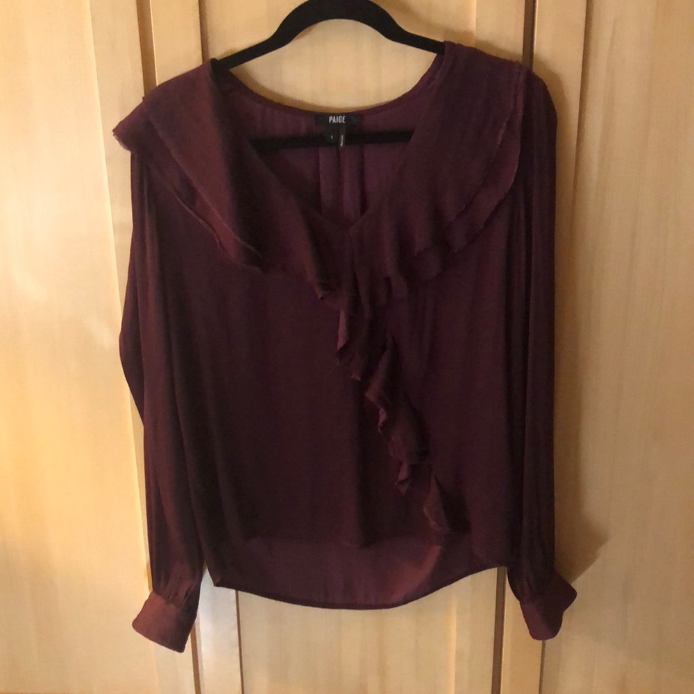 Paige maroon ruffled blouse